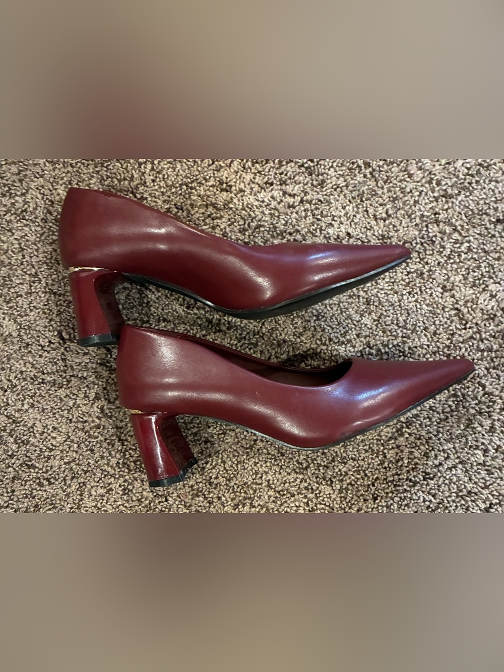 Catherine Malandrino Women's Burgundy Pointed Block Heel Pumps 7.5 Like New